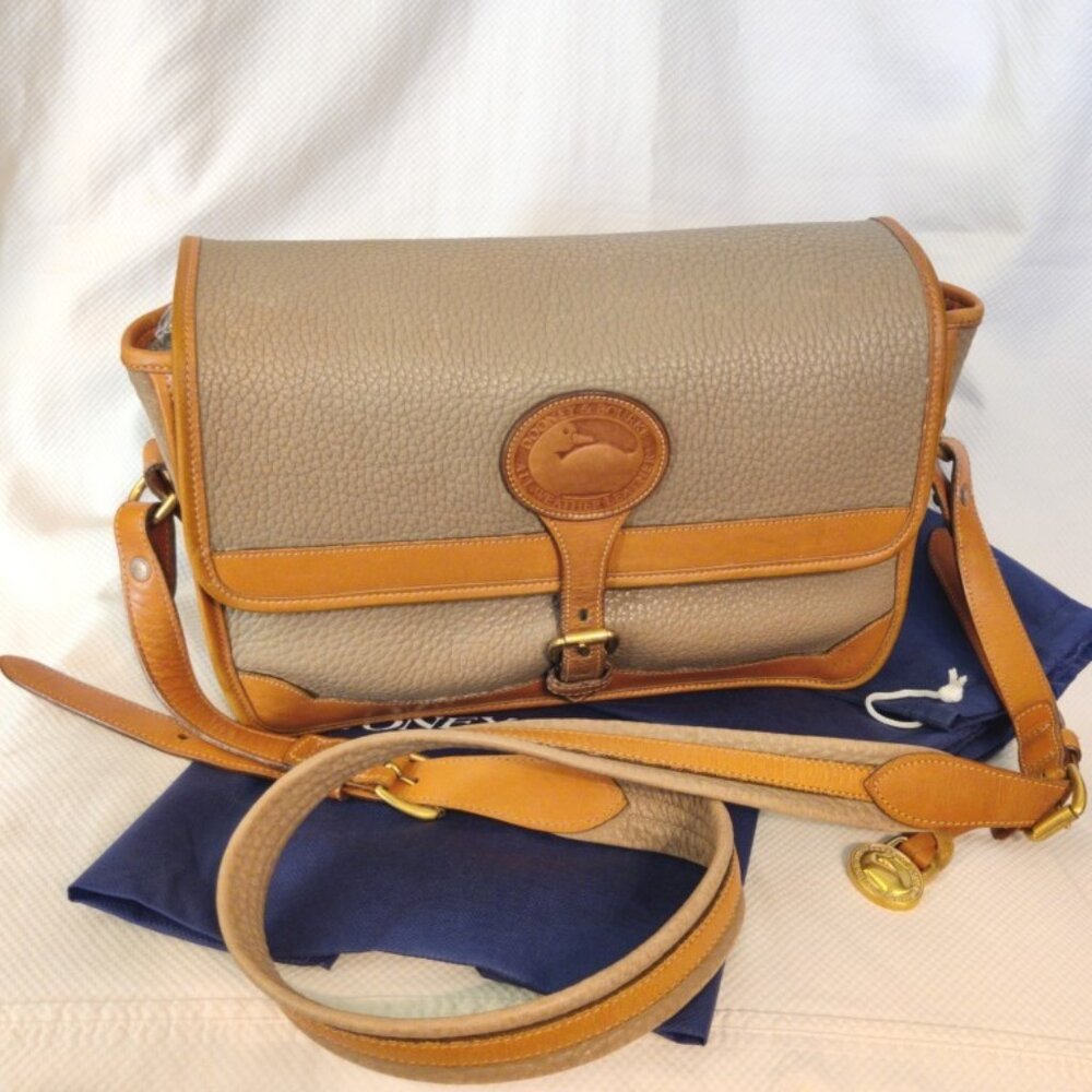 Dooney & Bourke Vintage All Weather Leather Surrey Messenger Flap in Taupe, GUC